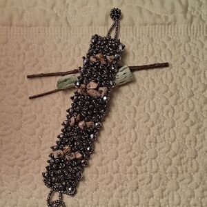 Beaded Hematite Agate Stone Bracelet